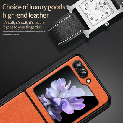 For Samsung Galaxy Z Flip5 SULADA Shockproof TPU + Handmade Leather Phone Case(Orange) - Galaxy Z Flip5 Cases by SULADA | Online Shopping UK | buy2fix