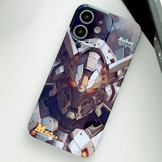 For iPhone 12 Painted Pattern Precise Hole PC Phone Case(Grey Robot) - iPhone 12 / 12 Pro Cases by buy2fix | Online Shopping UK | buy2fix