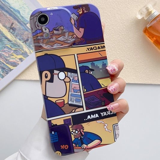 For iPhone XR Painted Pattern Precise Hole PC Phone Case(Working Comics) - More iPhone Cases by buy2fix | Online Shopping UK | buy2fix