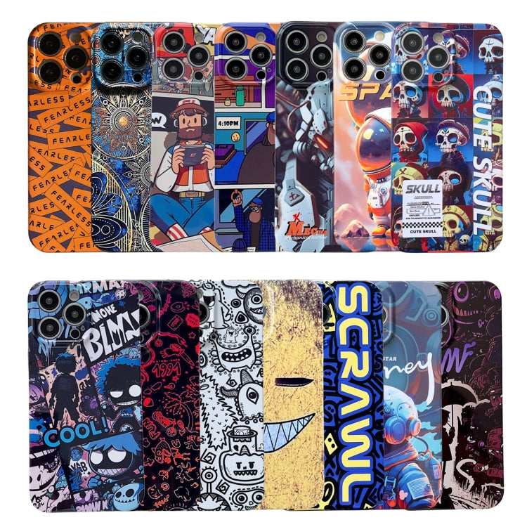 For iPhone 12 Pro Painted Pattern Precise Hole PC Phone Case(Orange White Astronaut) - iPhone 12 / 12 Pro Cases by buy2fix | Online Shopping UK | buy2fix