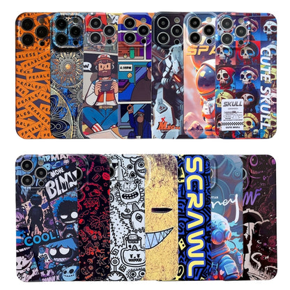 For iPhone 12 Pro Max Painted Pattern Precise Hole PC Phone Case(Orange White Astronaut) - iPhone 12 Pro Max Cases by buy2fix | Online Shopping UK | buy2fix