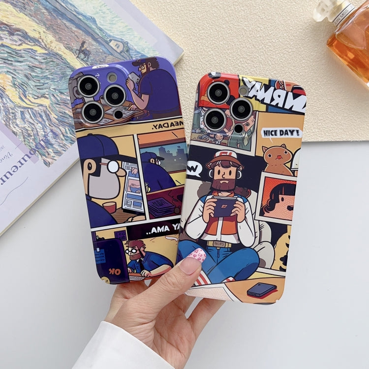 For iPhone 14 Pro Max Painted Pattern Precise Hole PC Phone Case(Orange Comics) - iPhone 14 Pro Max Cases by buy2fix | Online Shopping UK | buy2fix