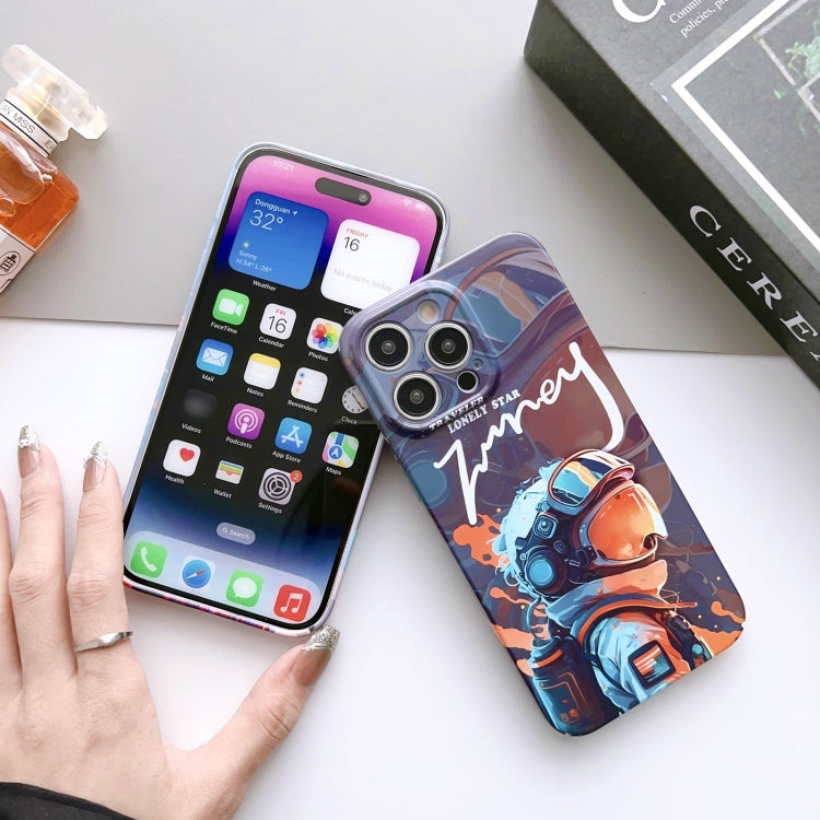 For iPhone 14 Pro Max Painted Pattern Precise Hole PC Phone Case(Blue Paint Astronaut) - iPhone 14 Pro Max Cases by buy2fix | Online Shopping UK | buy2fix