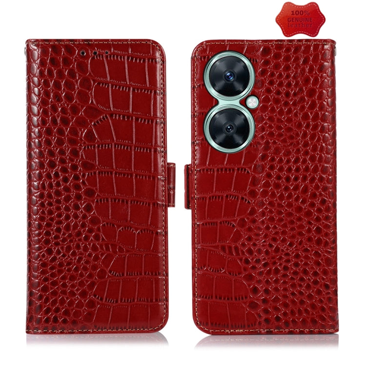 For Huawei Nova 11i / Enjoy 60 Pro / Maimang 20 5G  Crocodile Top Layer Cowhide Leather Phone Case(Red) - Huawei Cases by buy2fix | Online Shopping UK | buy2fix