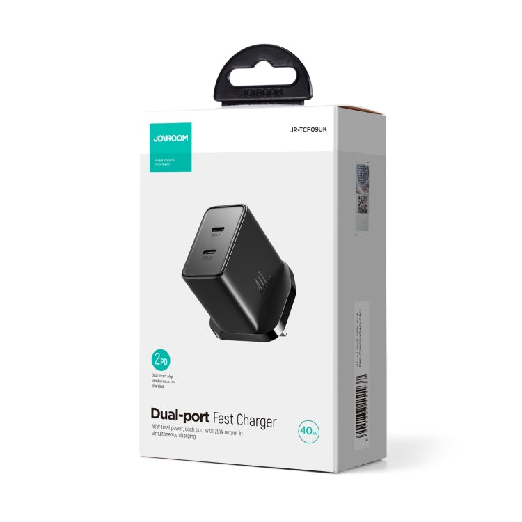 JOYROOM TCF09 40W Dual USB-C / Type-C 2PD Mini Intelligent Fast Charger(UK Plug) - USB Charger by JOYROOM | Online Shopping UK | buy2fix