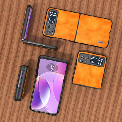 For Motorola Razr 40 ABEEL Dual Color Lichi Texture PU Phone Case(Orange) - Motorola Cases by buy2fix | Online Shopping UK | buy2fix