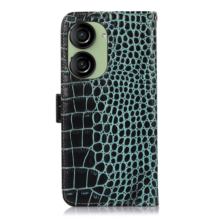 For Asus ZenFone 10 / ZenFone 9  Crocodile Top Layer Cowhide Leather Phone Case(Green) - ASUS Cases by buy2fix | Online Shopping UK | buy2fix