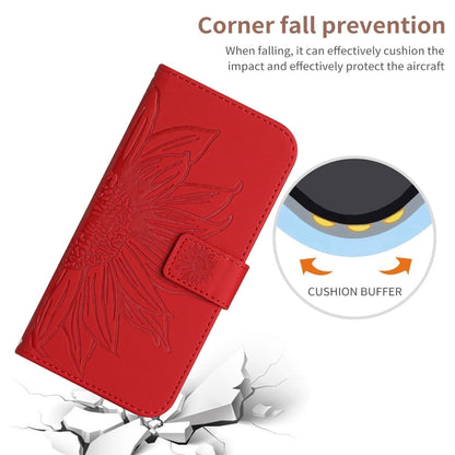 For Honor 90 Lite Skin Feel Sun Flower Pattern Leather Phone Case with Lanyard(Red) - Honor Cases by buy2fix | Online Shopping UK | buy2fix