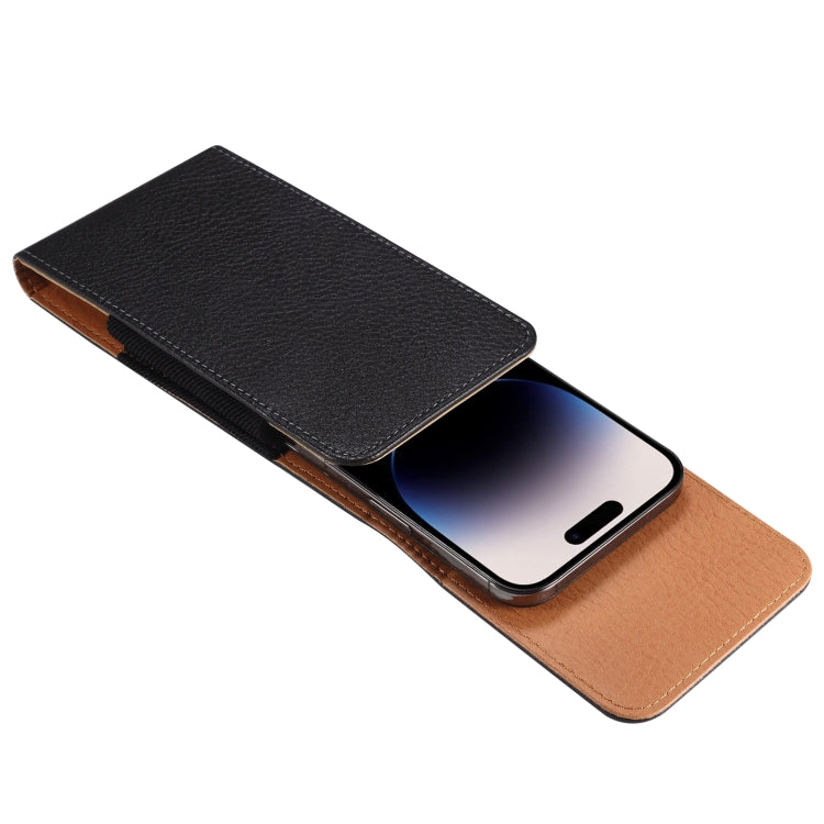 For 6.7-6.9 inch Phone Litchi Texture Iron Clip Back Buckle Waist-mounted Phone Case Vertical Plate(Black) - More Brand by buy2fix | Online Shopping UK | buy2fix
