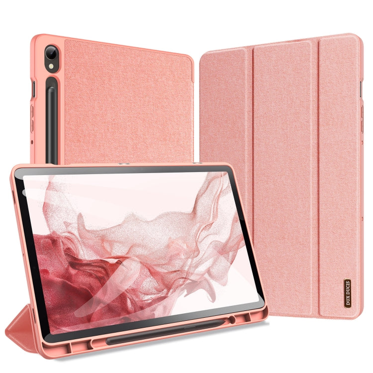 For Samsung Galaxy Tab S9 DUX DUCIS Domo Series Cloth Texture Magnetic Leather Tablet Case(Pink) - Galaxy Tab S9 Cases by DUX DUCIS | Online Shopping UK | buy2fix