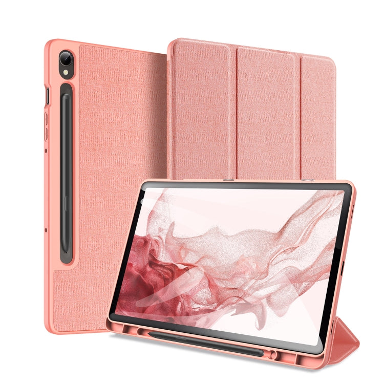 For Samsung Galaxy Tab S9 DUX DUCIS Domo Series Cloth Texture Magnetic Leather Tablet Case(Pink) - Galaxy Tab S9 Cases by DUX DUCIS | Online Shopping UK | buy2fix