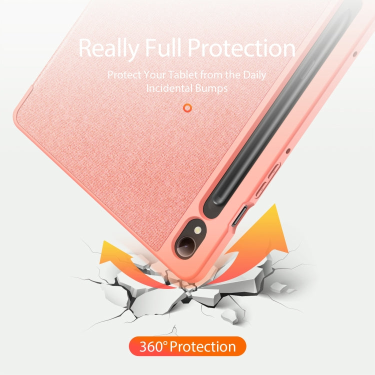 For Samsung Galaxy Tab S9 DUX DUCIS Domo Series Cloth Texture Magnetic Leather Tablet Case(Pink) - Galaxy Tab S9 Cases by DUX DUCIS | Online Shopping UK | buy2fix