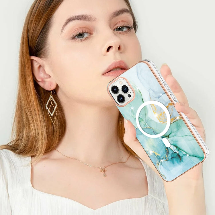 For iPhone 13 Pro Marble Pattern Dual-side IMD Magsafe TPU Phone Case(Green 003) - iPhone 13 Pro Cases by buy2fix | Online Shopping UK | buy2fix