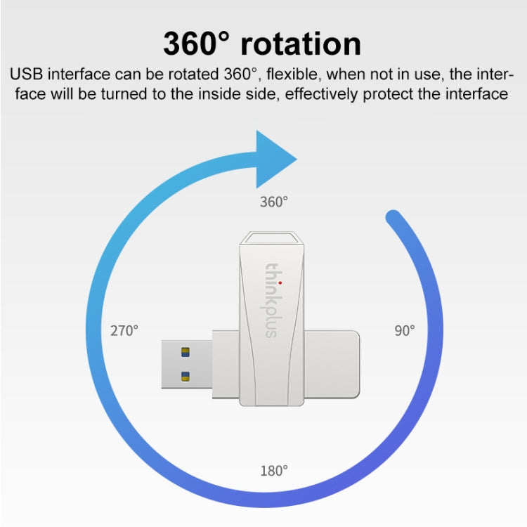 Lenovo Thinkplus USB 3.0 Rotating Flash Drive, Memory:128GB(Silver) - USB Flash Drives by Lenovo | Online Shopping UK | buy2fix