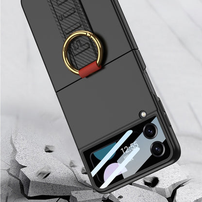 For Samsung Galaxy Z Flip4 5G GKK Integrated Ultrathin Shockproof Phone Case with Ring Wrist Strap(Black) - Galaxy Z Flip4 5G Cases by GKK | Online Shopping UK | buy2fix