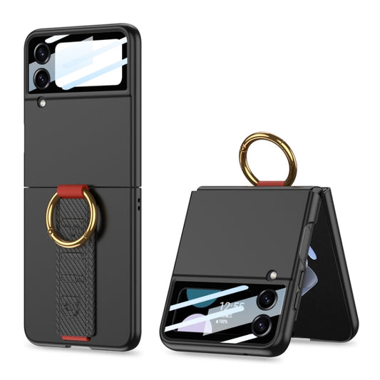 For Samsung Galaxy Z Flip4 5G GKK Integrated Ultrathin Shockproof Phone Case with Ring Wrist Strap(Carbon Fiber) - Galaxy Z Flip4 5G Cases by GKK | Online Shopping UK | buy2fix