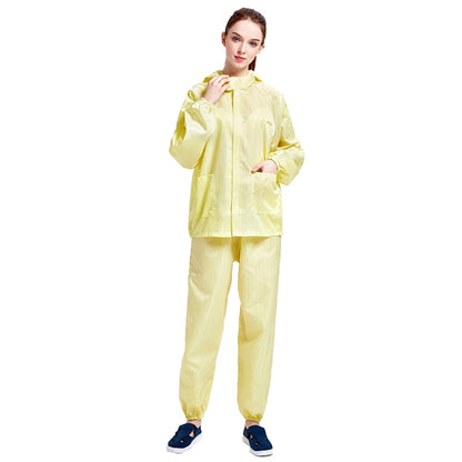 Striped Anti-static Split Hood Dust-proof Work Suit, Size:XL(Yellow) - Protective Clothing by buy2fix | Online Shopping UK | buy2fix