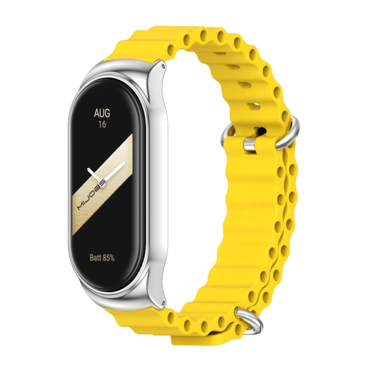 For Xiaomi Mi Band 8 Mijobs CS Case Marine Silicone Breathable Watch Band(Yellow Silver) - Watch Bands by MIJOBS | Online Shopping UK | buy2fix