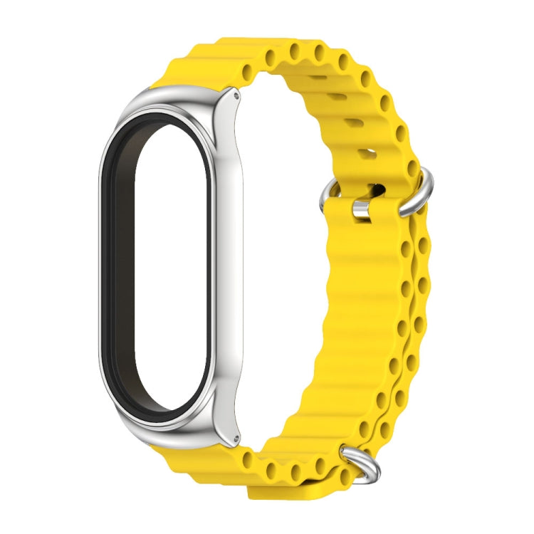 For Xiaomi Mi Band 8 Mijobs CS Case Marine Silicone Breathable Watch Band(Yellow Silver) - Watch Bands by MIJOBS | Online Shopping UK | buy2fix