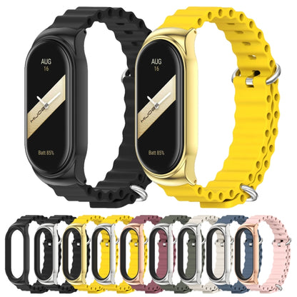 For Xiaomi Mi Band 8 Mijobs CS Case Marine Silicone Breathable Watch Band(Yellow Silver) - Watch Bands by MIJOBS | Online Shopping UK | buy2fix