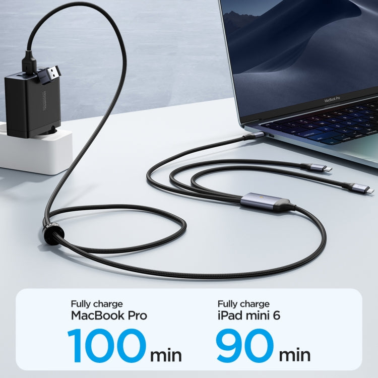 JOYROOM A21 3.5A USB+Type-C to 8 Pin+Type-C+Micro USB 3 in 2 Charging Cable, Length: 1.2m(Black) - Multifunction Cable by JOYROOM | Online Shopping UK | buy2fix