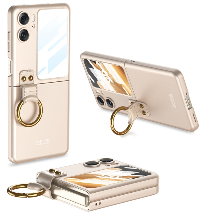 For OPPO Find N2 Flip GKK Integrated Ultra-thin Full Coverage Phone Case with Ring Holder(Gold) - OPPO Cases by GKK | Online Shopping UK | buy2fix