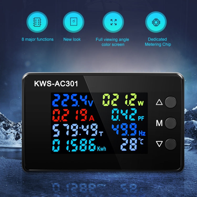 KWS-AC301L-20A 50-300V AC Digital Current Voltmeter with 485 Communication(Black) - Current & Voltage Tester by buy2fix | Online Shopping UK | buy2fix