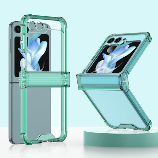 For Samsung Galaxy Z Flip5 GKK Electroplated Airbag Hinge Shockproof Phone Case with Ring Holder(Transparent Green) - Galaxy Z Flip5 Cases by GKK | Online Shopping UK | buy2fix