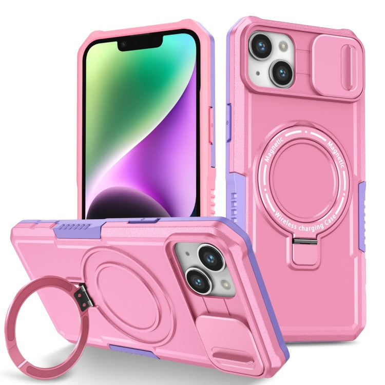 For iPhone 14 Plus Sliding Camshield Magsafe Holder TPU Hybrid PC Phone Case(Purple Pink) - iPhone 14 Plus Cases by buy2fix | Online Shopping UK | buy2fix