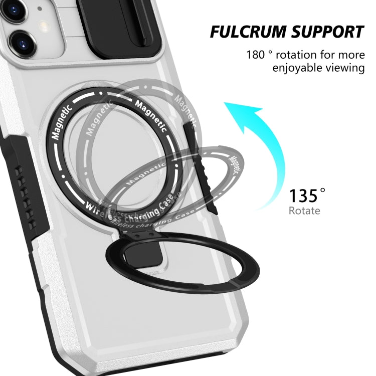 For iPhone 11 Sliding Camshield Magsafe Holder TPU Hybrid PC Phone Case(Black White) - iPhone 11 Cases by buy2fix | Online Shopping UK | buy2fix