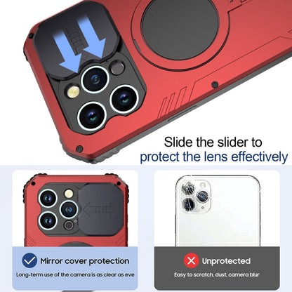 For iPhone 15 Pro Camera Shield MagSafe Holder Life Waterproof Phone Case(Red) - iPhone 15 Pro Cases by buy2fix | Online Shopping UK | buy2fix