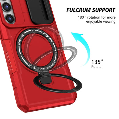 For Samsung Galaxy S23+ 5G Sliding Camshield Magsafe Holder TPU Hybrid PC Phone Case(Red) - Galaxy S23+ 5G Cases by buy2fix | Online Shopping UK | buy2fix