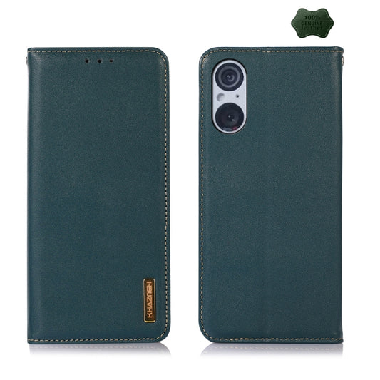 For Sony Xperia 5 V KHAZNEH Nappa Top Layer Cowhide Leather Phone Case(Green) - Sony Cases by buy2fix | Online Shopping UK | buy2fix