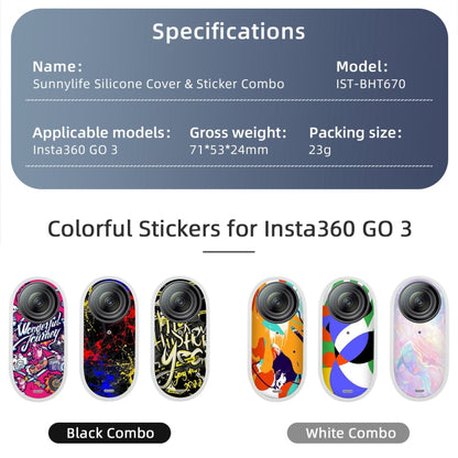 For Insta360 GO 3 Sunnylife Cooling Silicone Case Stickers Skin Wrap Lens Cover with Neck Strap(White) - Case & Bags by Sunnylife | Online Shopping UK | buy2fix