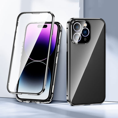 For iPhone 15 Pro Max Magnetic Double-buckle HD Tempered Glass Phone Case(Black) - iPhone 15 Pro Max Cases by buy2fix | Online Shopping UK | buy2fix