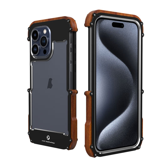 For iPhone 15 Pro Max R-JUST Ironwood Generation Metal + Wood Phone Case - iPhone 15 Pro Max Cases by R-JUST | Online Shopping UK | buy2fix