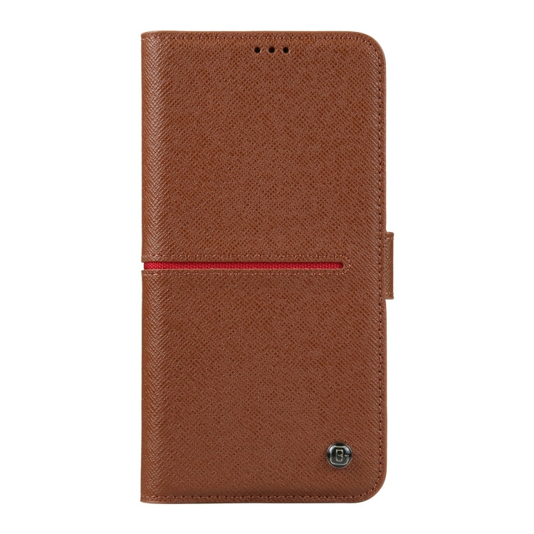 For iPhone 15 Pro GEBEI Top-grain Horizontal Flip Leather Phone Case(Brown) - iPhone 15 Pro Cases by GEBEI | Online Shopping UK | buy2fix