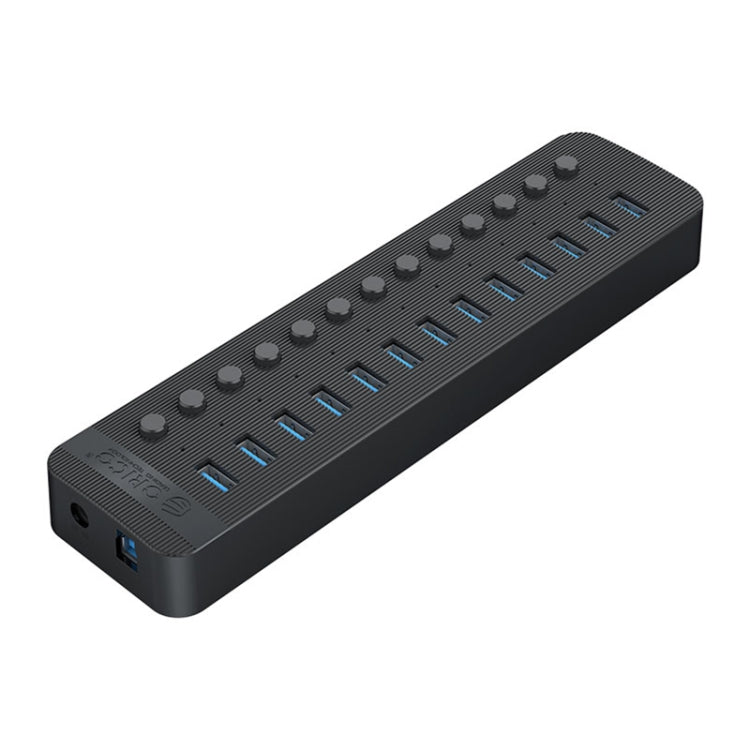 ORICO CT2U3-13AB Plastic Stripes 13 Ports USB 3.0 HUB with Individual Switches, Plug:US Plug(Black) - USB 3.0 HUB by ORICO | Online Shopping UK | buy2fix