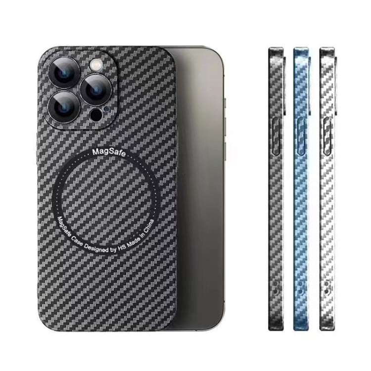 For iPhone 13 Pro Max MagSafe Magnetic PC Carbon Fiber Phone Case with Lens Film(Blue) - iPhone 13 Pro Max Cases by buy2fix | Online Shopping UK | buy2fix