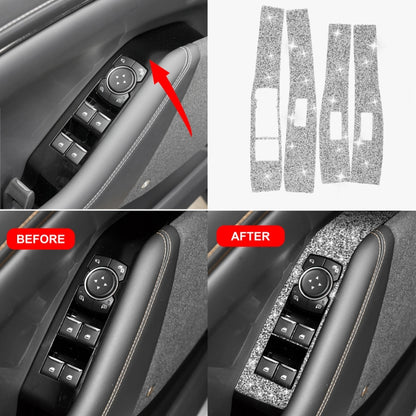 For Ford Mustang Mach E 2021 4 in 1 Car Window Lift Panel Diamond Decorative Sticker, Left Drive - Car Interior Mouldings by buy2fix | Online Shopping UK | buy2fix