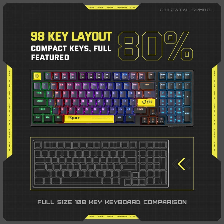 ONIKUMA G38 98 Keys RGB Lighting Wired Mechanical Keyboard, Type:Blue Switch(Black) - Wired Keyboard by ONIKUMA | Online Shopping UK | buy2fix