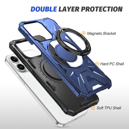 For iPhone 15 MagSafe Magnetic Shockproof Phone Case with Ring Holder(Navy Blue) - iPhone 15 Cases by buy2fix | Online Shopping UK | buy2fix