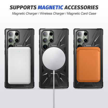 For Samsung Galaxy S23+ 5G MagSafe Magnetic Shockproof Phone Case with Ring Holder(Black) - Galaxy S23+ 5G Cases by buy2fix | Online Shopping UK | buy2fix