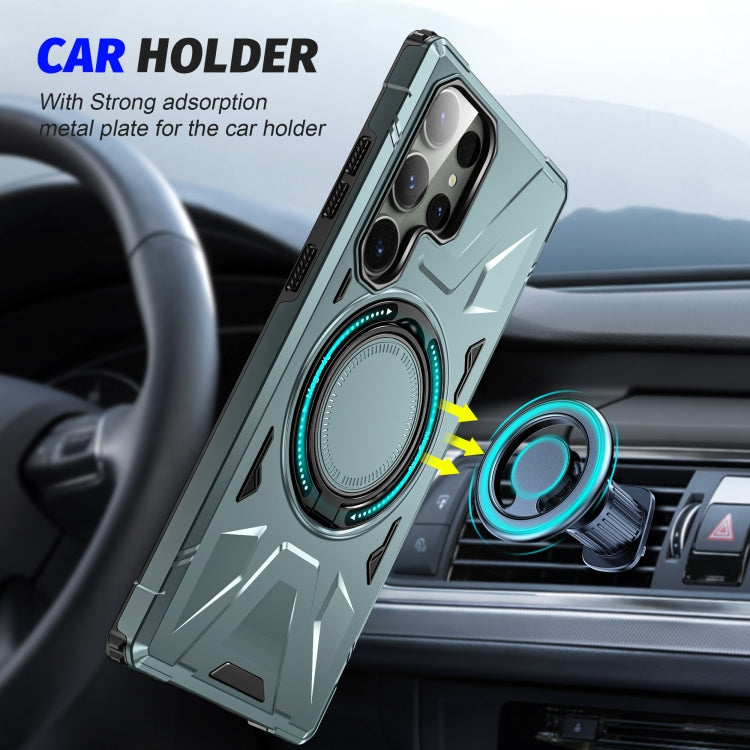 For Samsung Galaxy S24+ 5G MagSafe Magnetic Shockproof Phone Case with Ring Holder(Green) - Galaxy S24+ 5G Cases by buy2fix | Online Shopping UK | buy2fix
