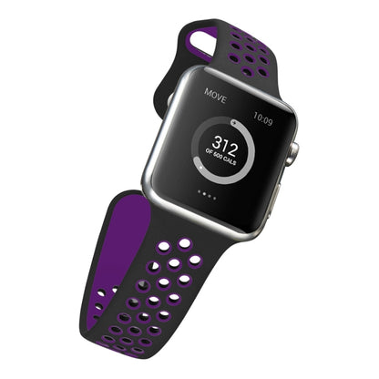 For Apple Watch Ultra 49mm / Series 8&7 45mm / SE 2&6&SE&5&4 44mm / 3&2&1 42mm Sport Silicone Watch Band Standard Edition(Black Purple) - Watch Bands by buy2fix | Online Shopping UK | buy2fix
