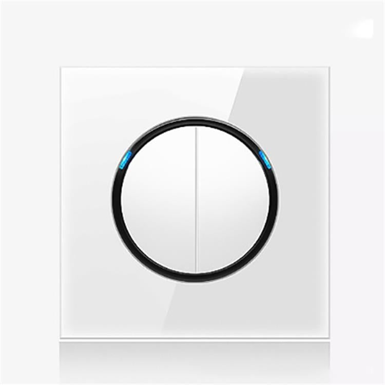 86mm Round LED Tempered Glass Switch Panel, White Round Glass, Style:Two Billing Control - Consumer Electronics by buy2fix | Online Shopping UK | buy2fix