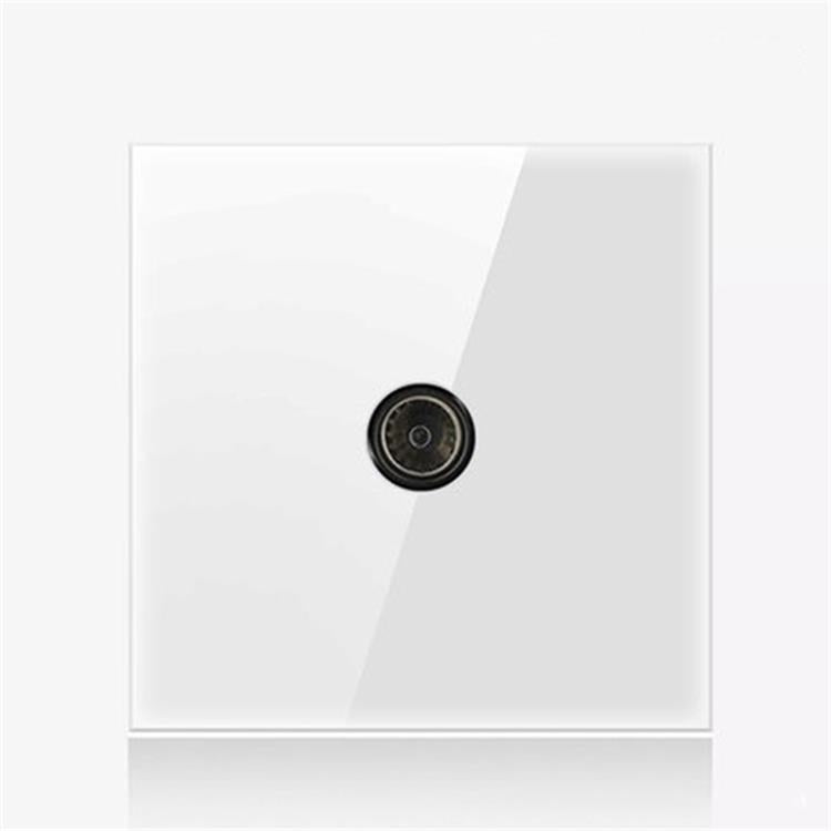 86mm Round LED Tempered Glass Switch Panel, White Round Glass, Style:TV Socket - Consumer Electronics by buy2fix | Online Shopping UK | buy2fix