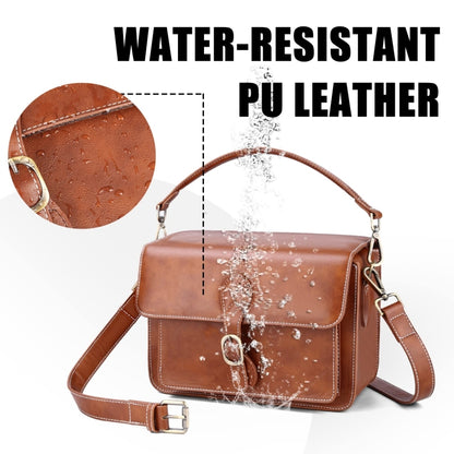 Cwatcun D80 Retro Leather Camera Shoulder Bag, Size:22 x 16 x 12cm Faux Leather Small(Brown) - Strap Satchel by Cwatcun | Online Shopping UK | buy2fix