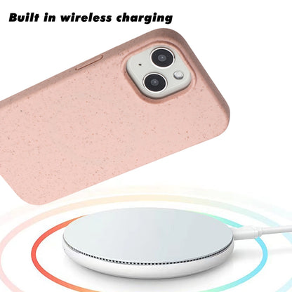 For iPhone 15 Plus Wheat MagSafe Magnetic Straw Material + TPU Phone Case(Pink) - iPhone 15 Plus Cases by buy2fix | Online Shopping UK | buy2fix