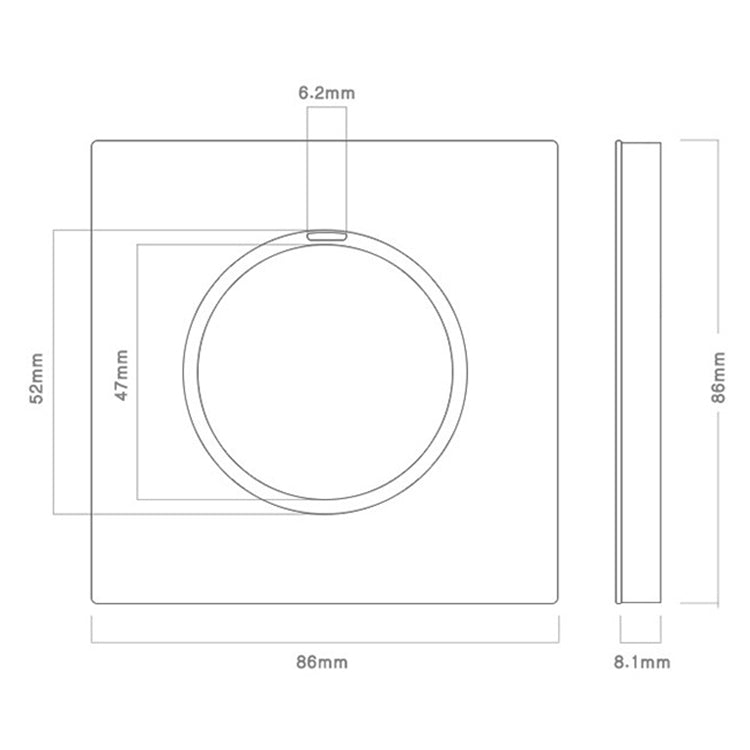 86mm Round LED Tempered Glass Switch Panel, Gray Round Glass, Style:Dual Computer Socket - Consumer Electronics by buy2fix | Online Shopping UK | buy2fix